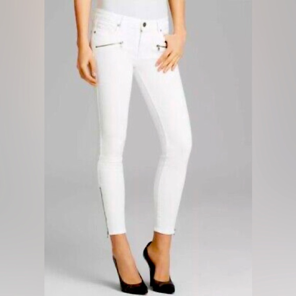PAIGE Anthropologie Jane Zip Skinny Jeans in White, Size 31. Excellent shape!